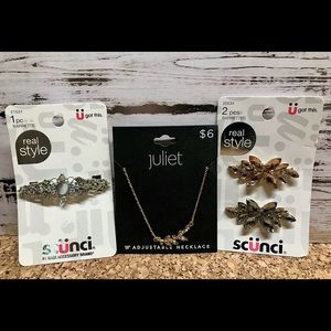 ❌ SOLD ❌ Bundle! Scunci Beautiful Hair Accessories & a Gold Necklace w/ Crystals